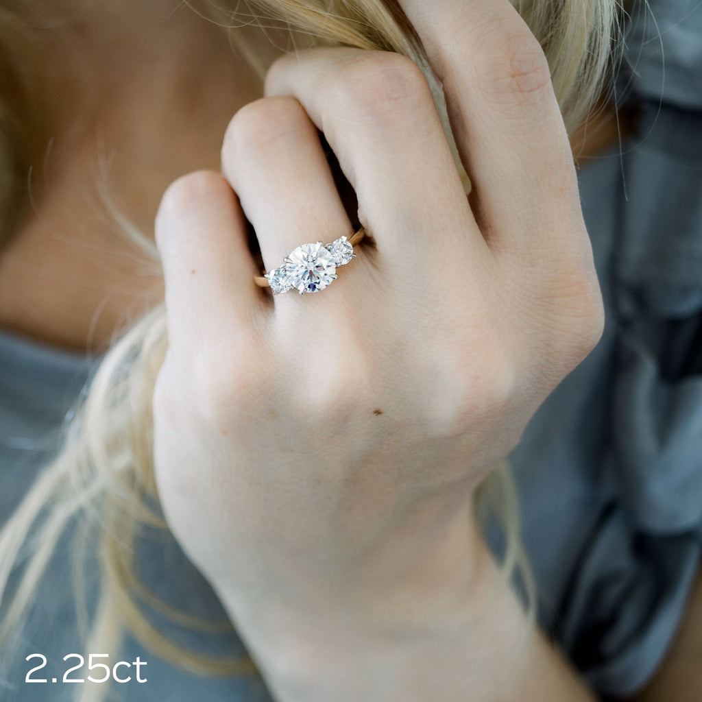 2.25 CT Round Moissanite Three Stone Engagement Ring