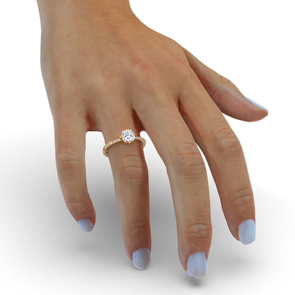 Cushion Cut Diamond Compass Prong Setting Engagement Ring
