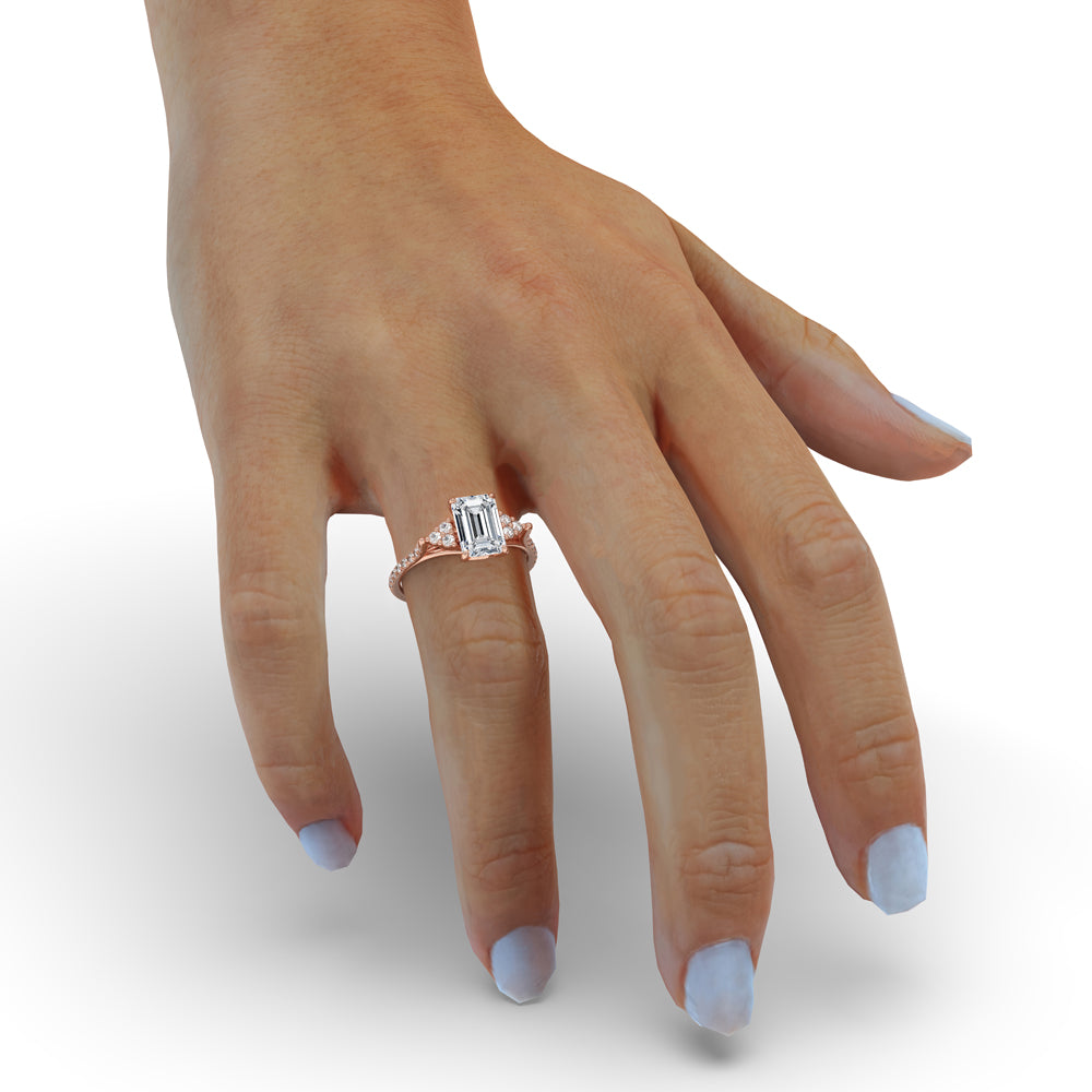 Emerald Cut Engagement Ring with Sparkling Micro Pave