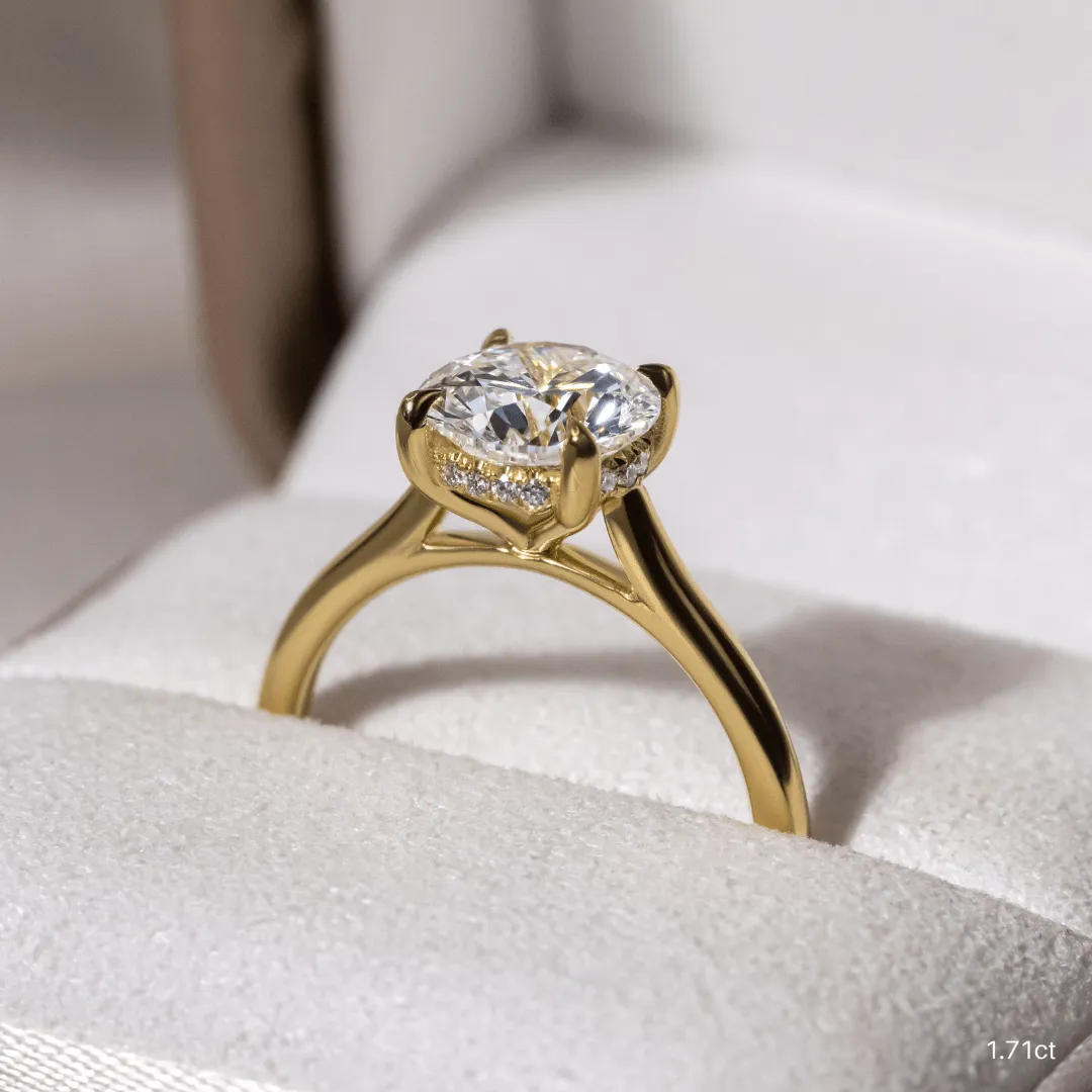 1.70 CT Round Moissanite Hidden Halo Engagement Ring