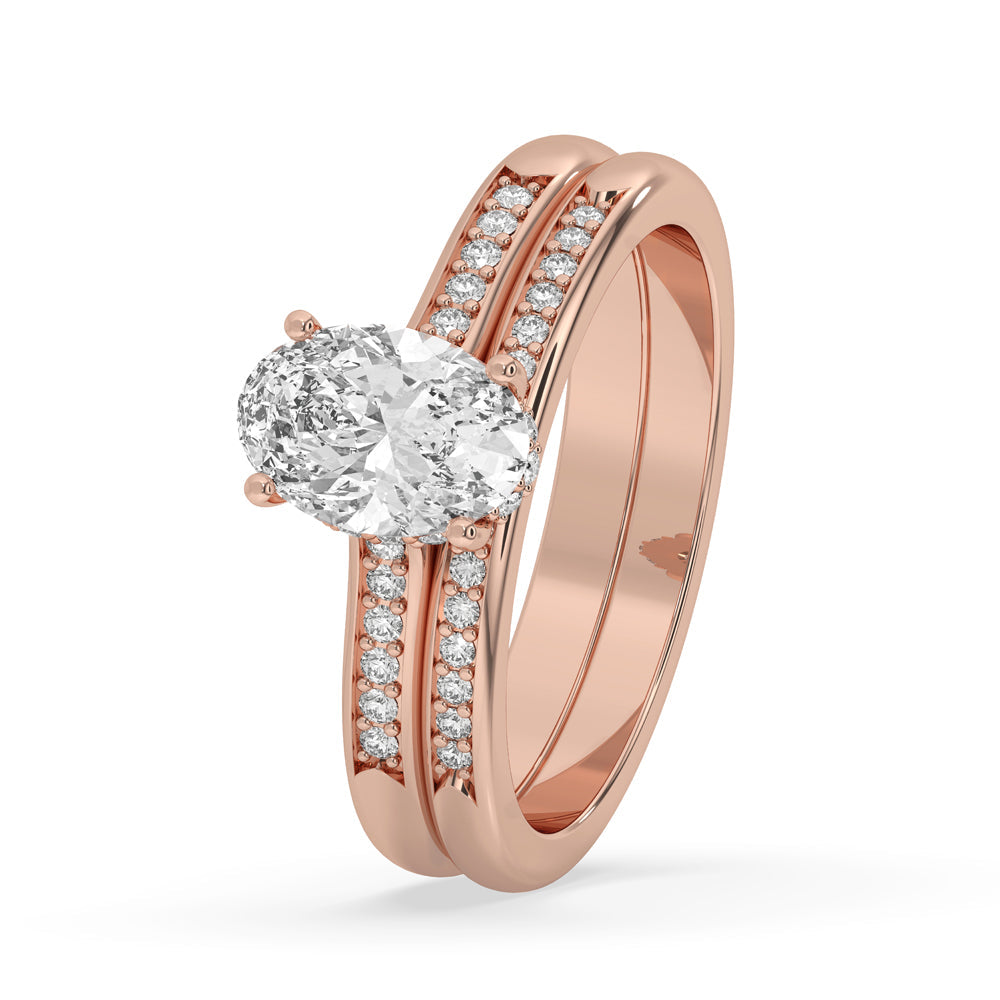 Oval Shaped Engagement Ring with Elegant Pave Style Main image