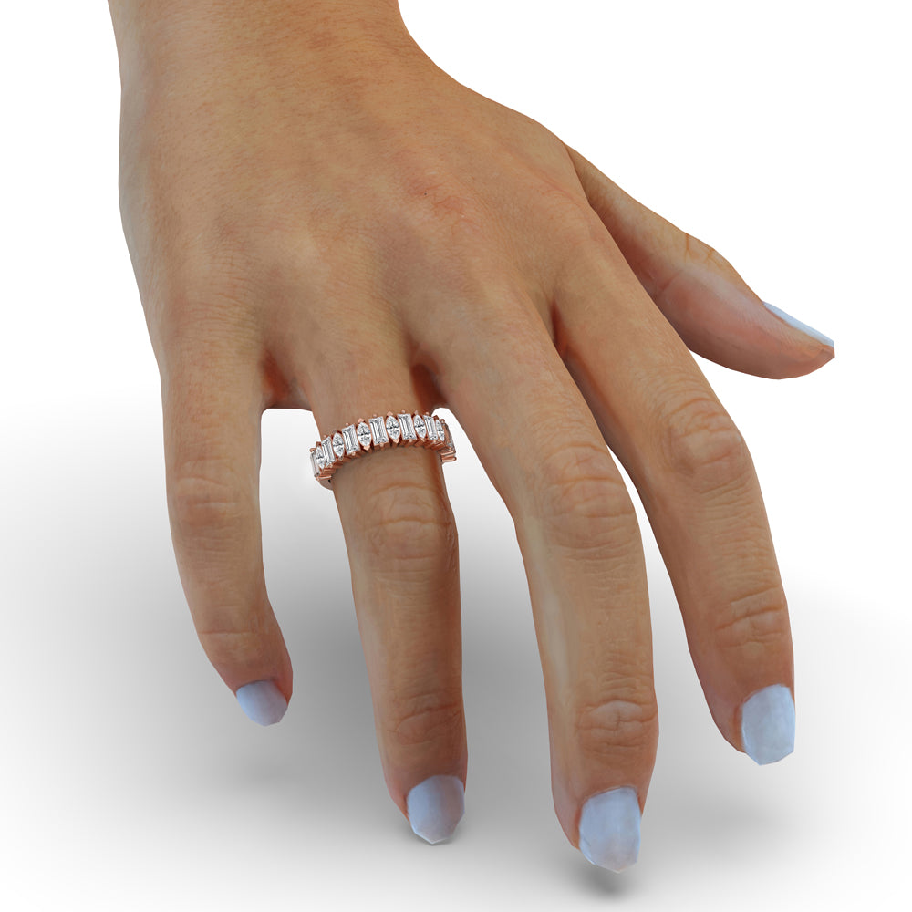 Half Eternity Band With  Marquise And Baguette Diamond