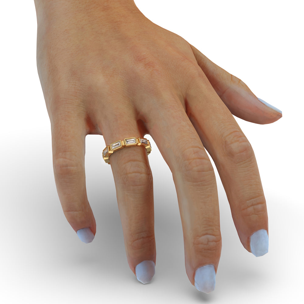 Bezel Wedding Band –  Baguette Cut Diamond