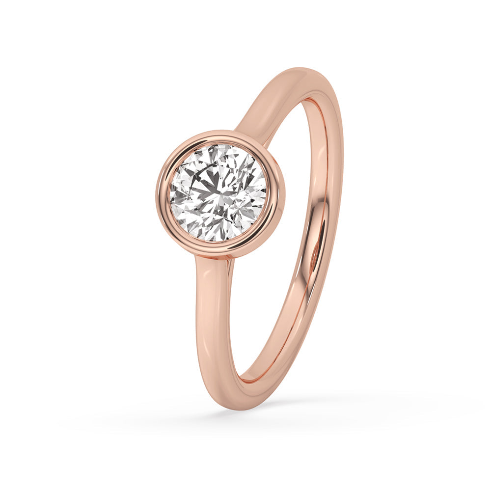Bezel Engagement Ring With Round Diamond