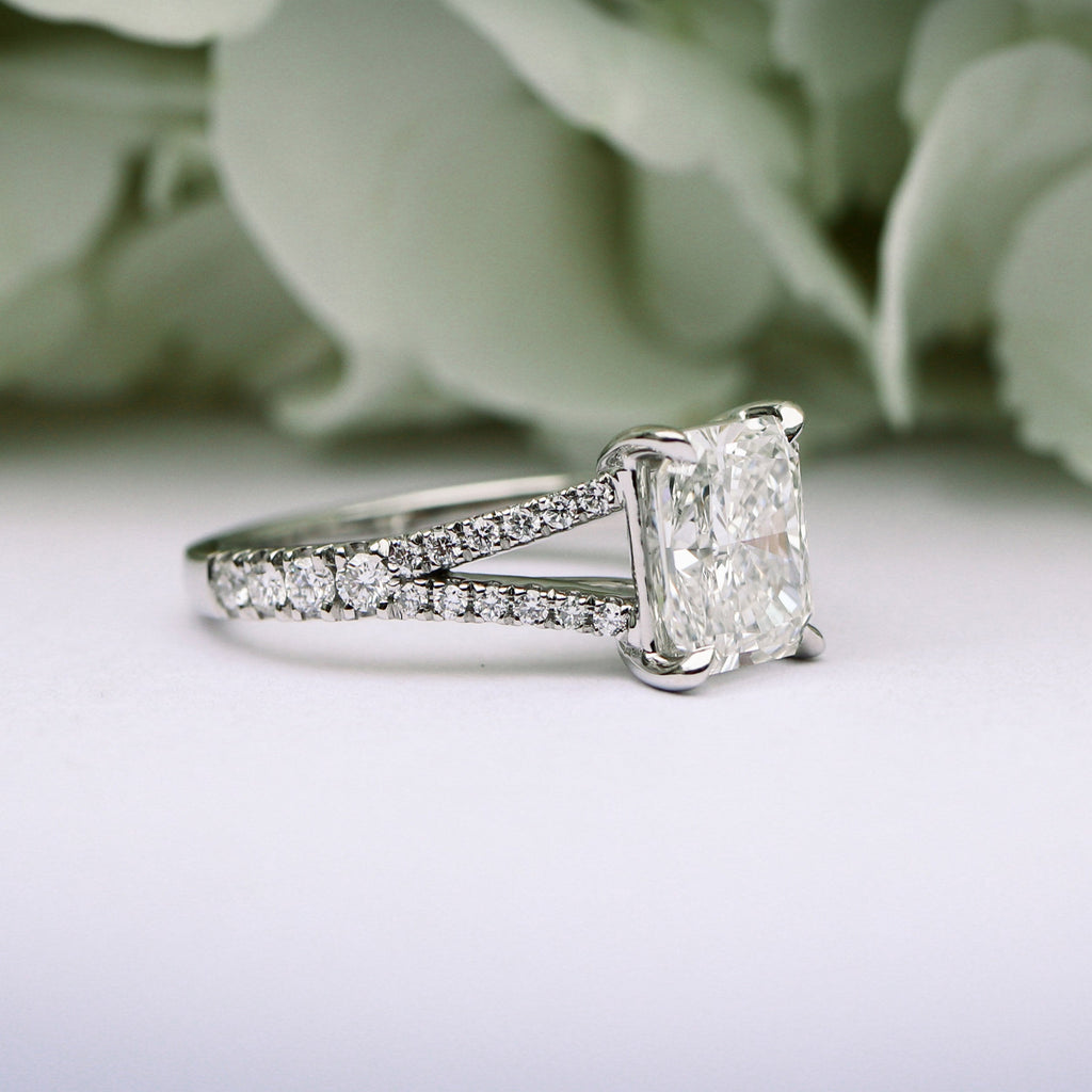 2.50 CT Radiant Cut Moissanite Pave Diamond Engagement Ring