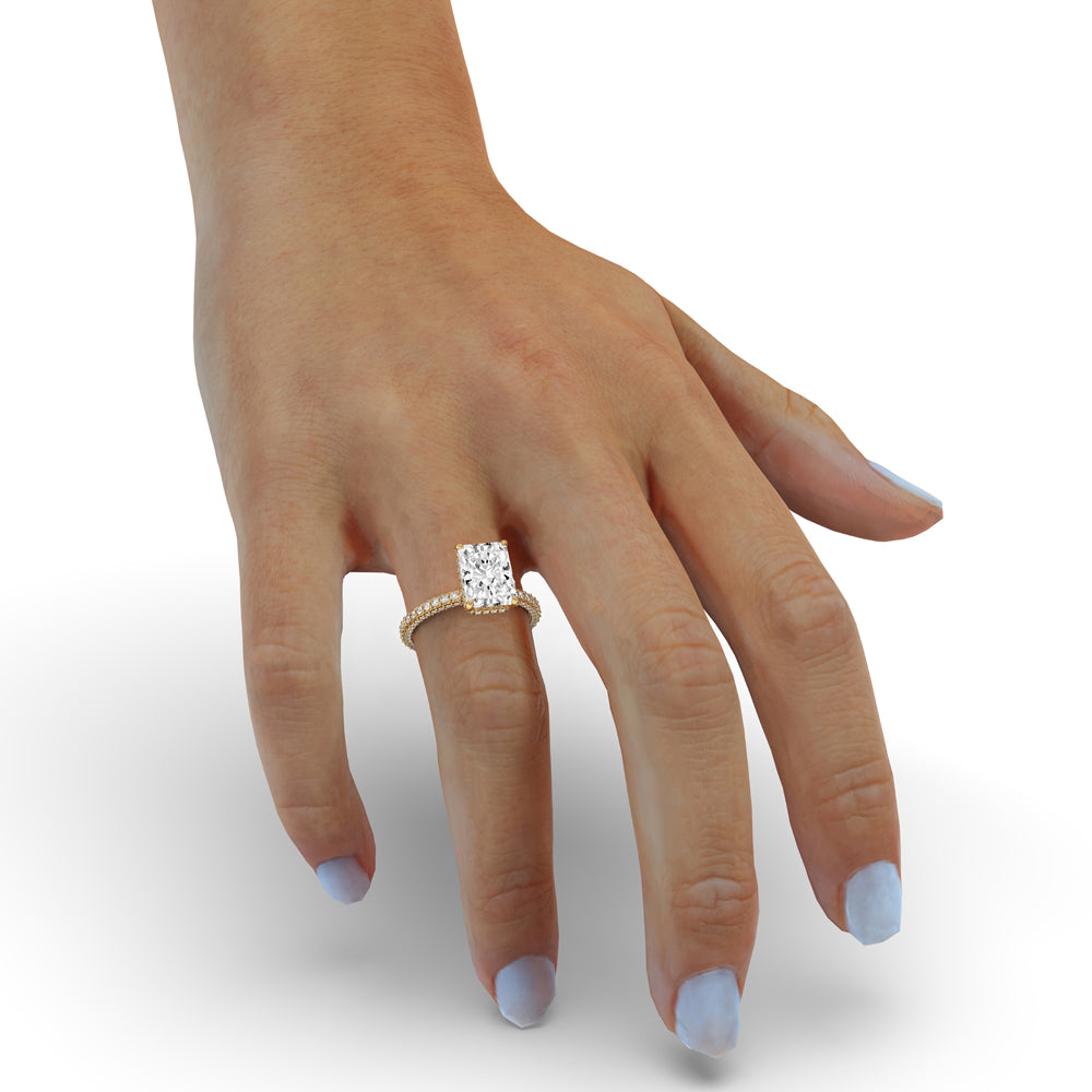 Hidden Halo Engagement Ring with Radiant Cut Style Secondary image
