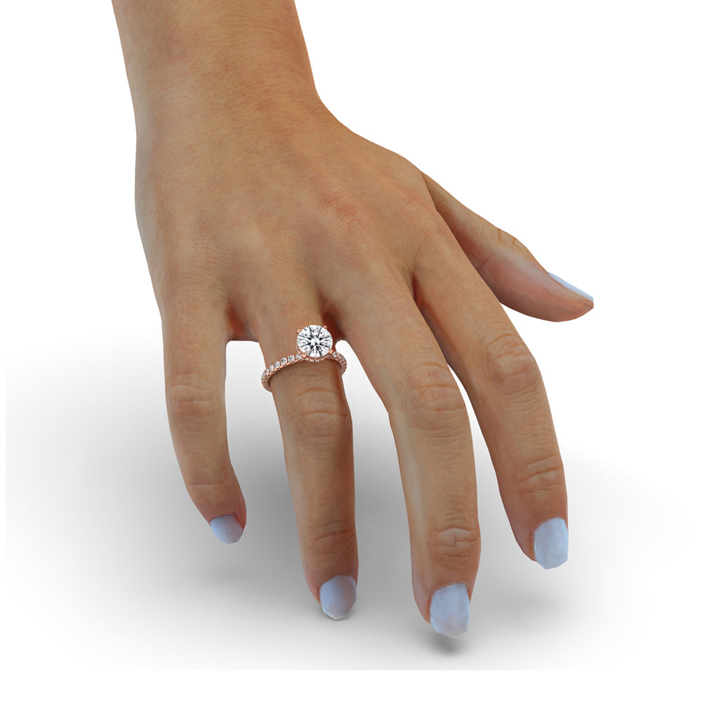 Round Diamond Double Hidden Halo Engagement Ring