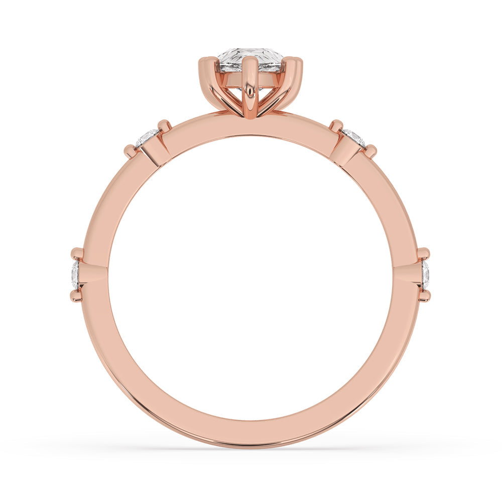 Pear Diamond Ring With Side Round Diamonds