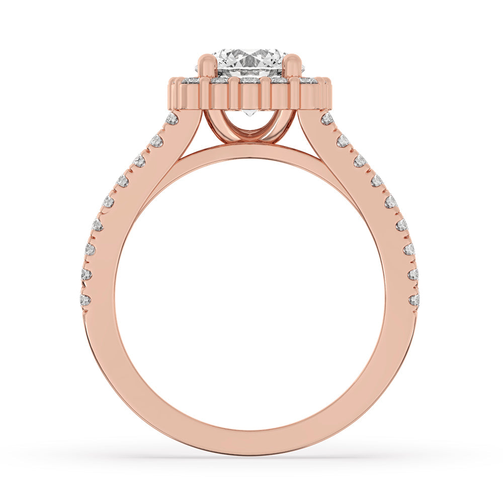 Split Shank Ring With Round Halo Diamond