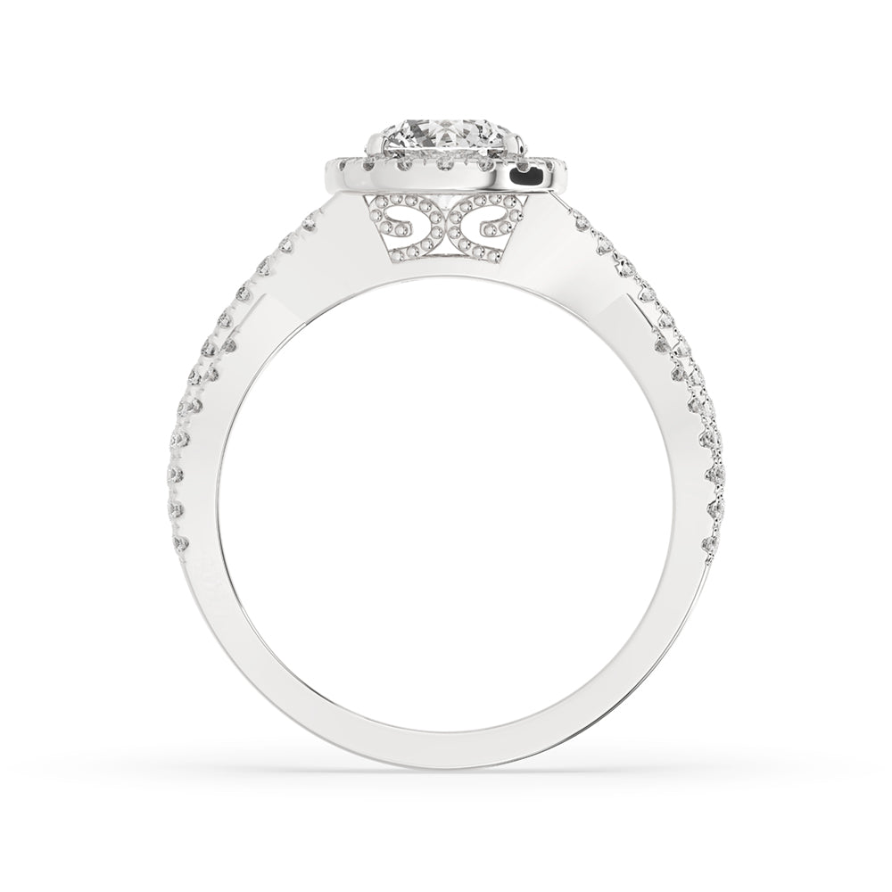 Twisted Engagement Ring With Halo Style Secondary image