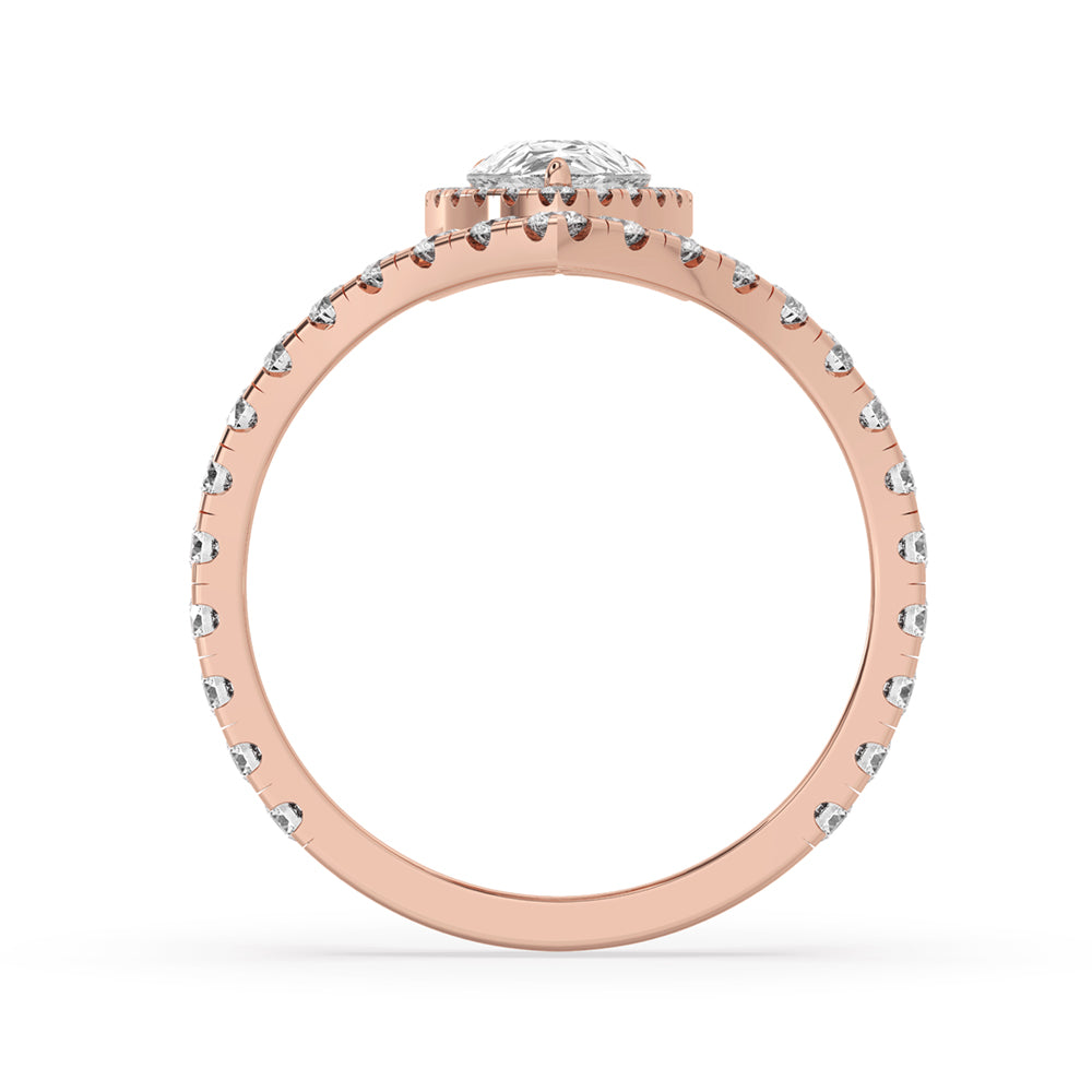 Pear Halo Engagement Ring With Chevron Style Secondary image