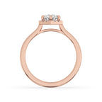 Hexagon Shape Halo Engagement Ring In Rose Gold