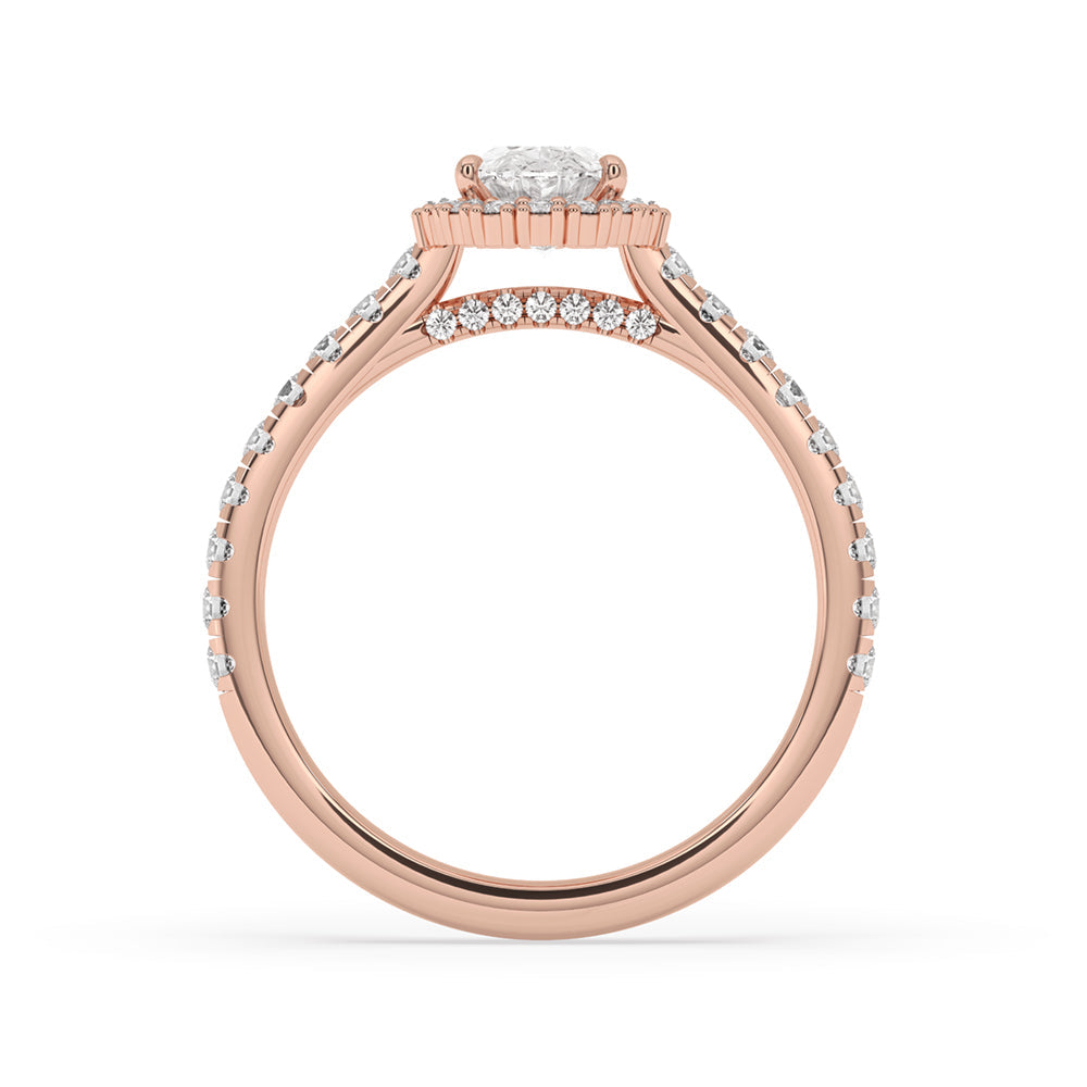 Oval Halo Engagement Ring in Rose Gold