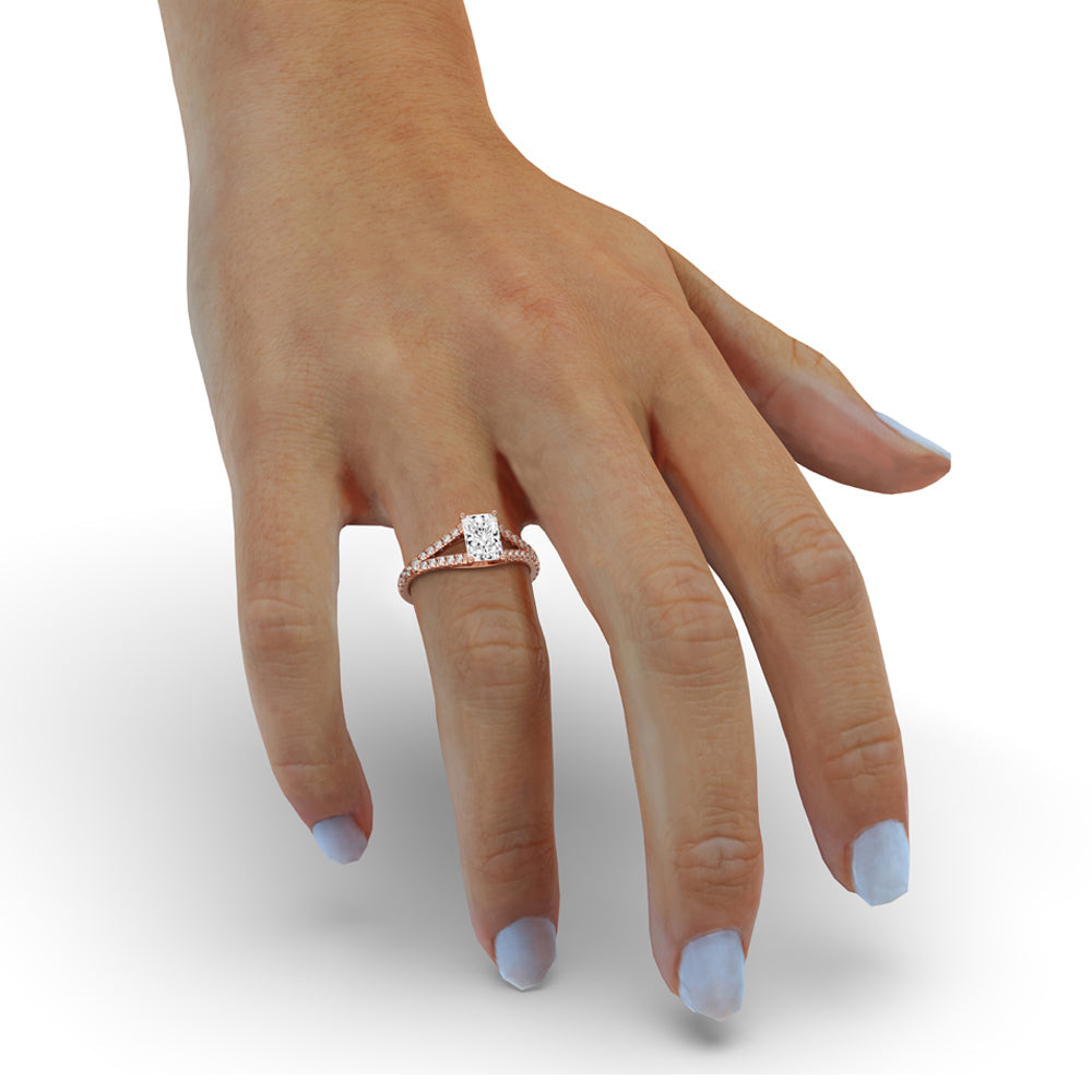 Radiant Cut Diamond Ring With Split Shank Style Secondary image