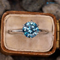 2 Carat Fancy Blue Lab Grown Diamond in Contemporary Engagement Ring - DisneyValley