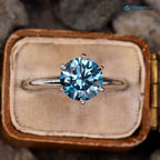 2 Carat Fancy Blue Lab Grown Diamond in Contemporary Engagement Ring - DisneyValley