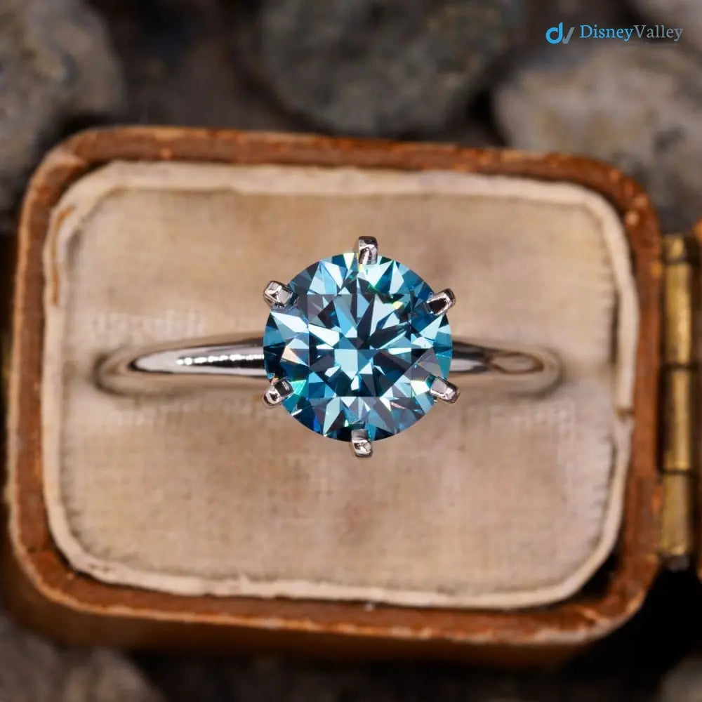 2 Carat Fancy Blue Lab Grown Diamond in Contemporary Engagement Ring - DisneyValley