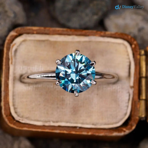 2 Carat Fancy Blue Lab Grown Diamond in Contemporary Engagement Ring - DisneyValley