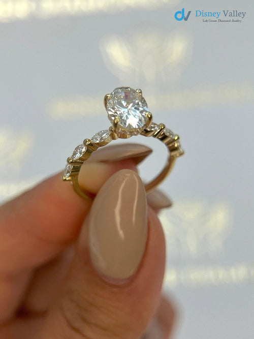 2 Carat IGI Certified Lab Grown Oval Cut Diamond Hidden Halo Engagement Ring - DisneyValley