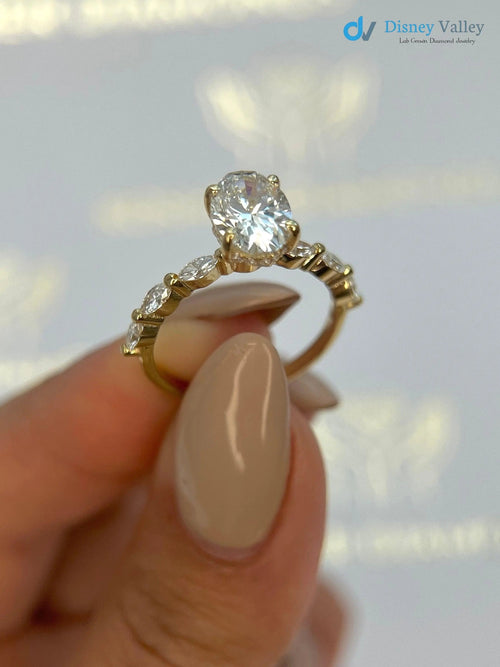 2 Carat IGI Certified Lab Grown Oval Cut Diamond Hidden Halo Engagement Ring - DisneyValley
