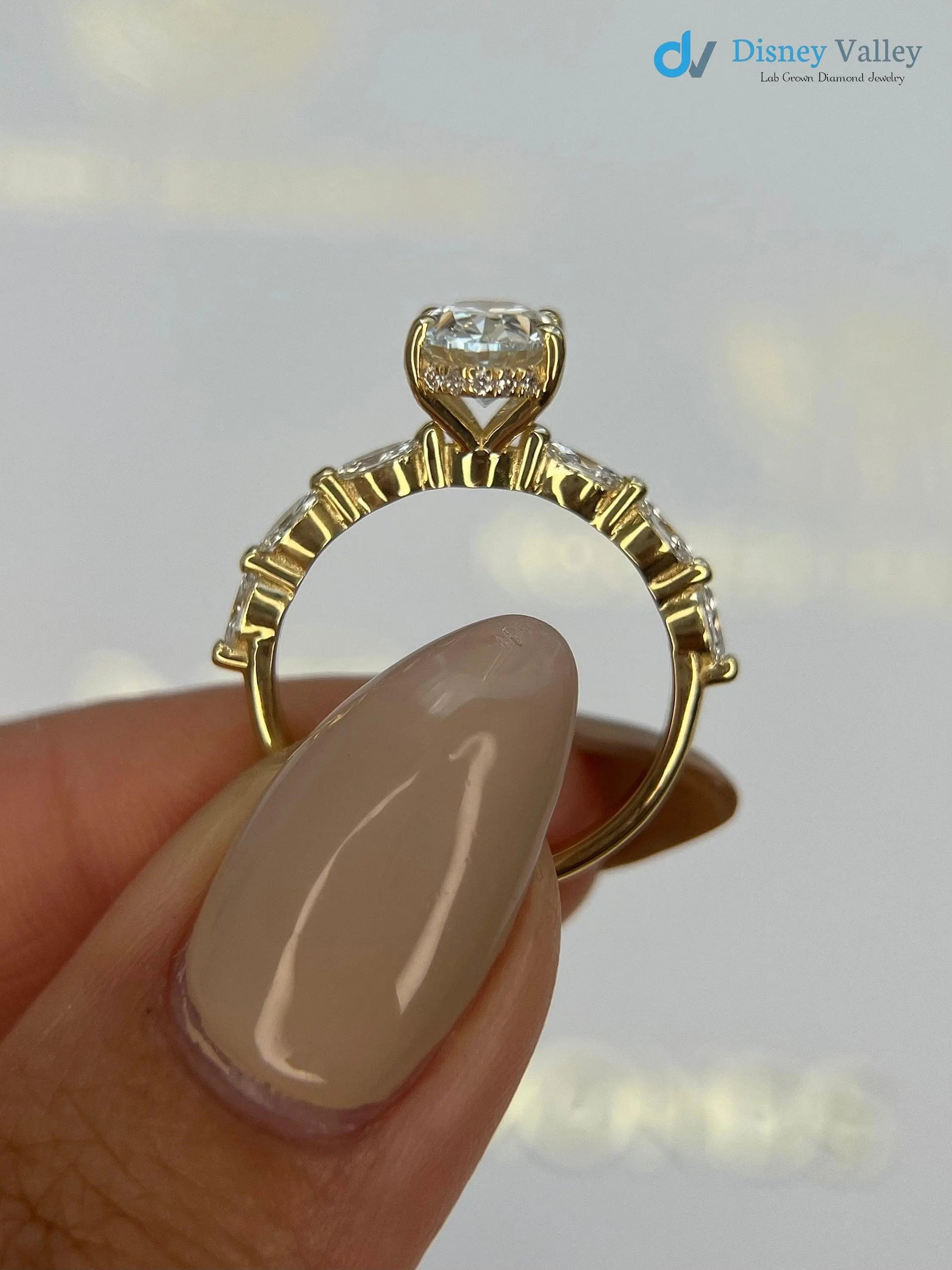 2 Carat IGI Certified Lab Grown Oval Cut Diamond Hidden Halo Engagement Ring - DisneyValley