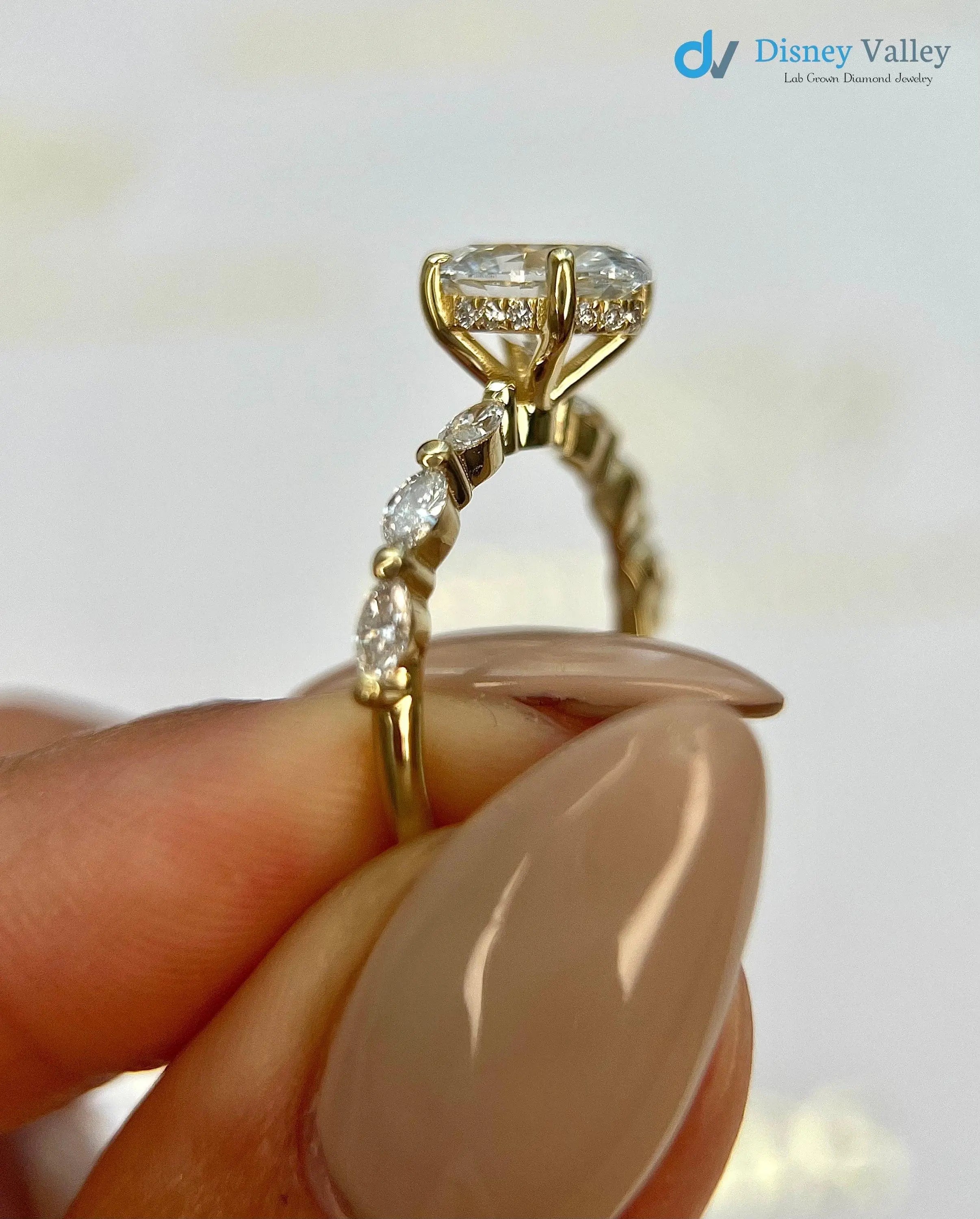 2 Carat IGI Certified Lab Grown Oval Cut Diamond Hidden Halo Engagement Ring - DisneyValley
