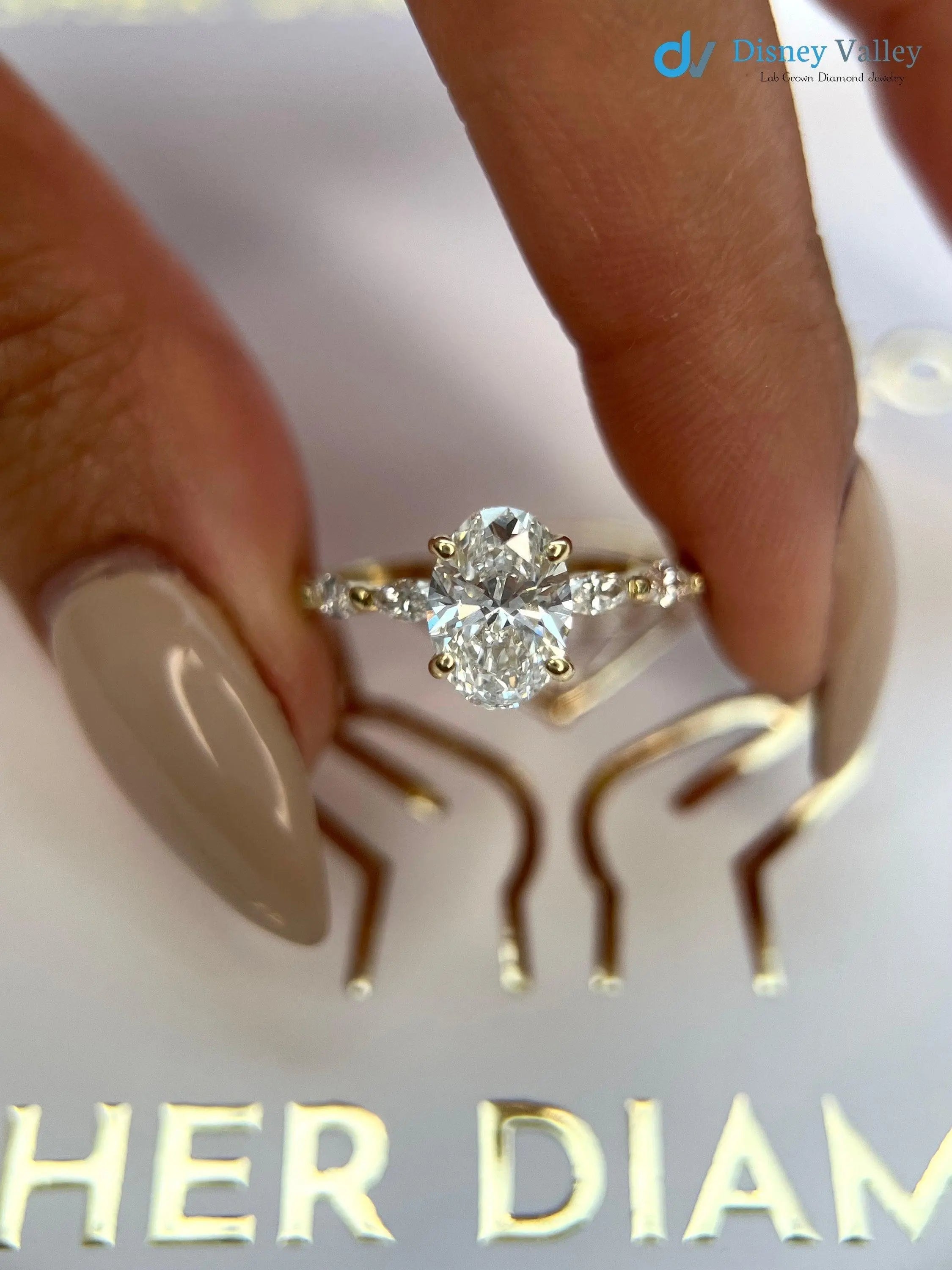 2 Carat IGI Certified Lab Grown Oval Cut Diamond Hidden Halo Engagement Ring - DisneyValley