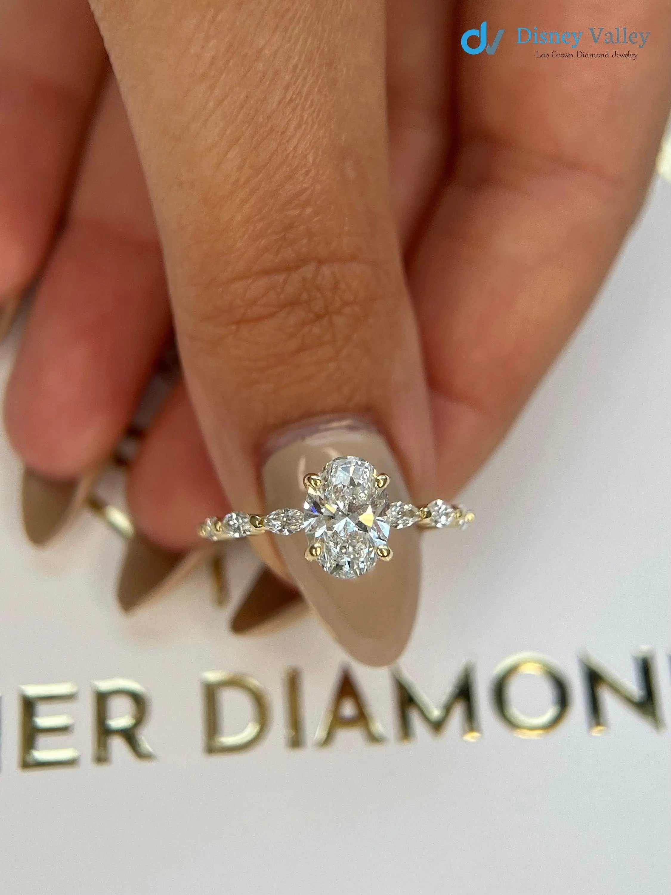 2 Carat IGI Certified Lab Grown Oval Cut Diamond Hidden Halo Engagement Ring - DisneyValley