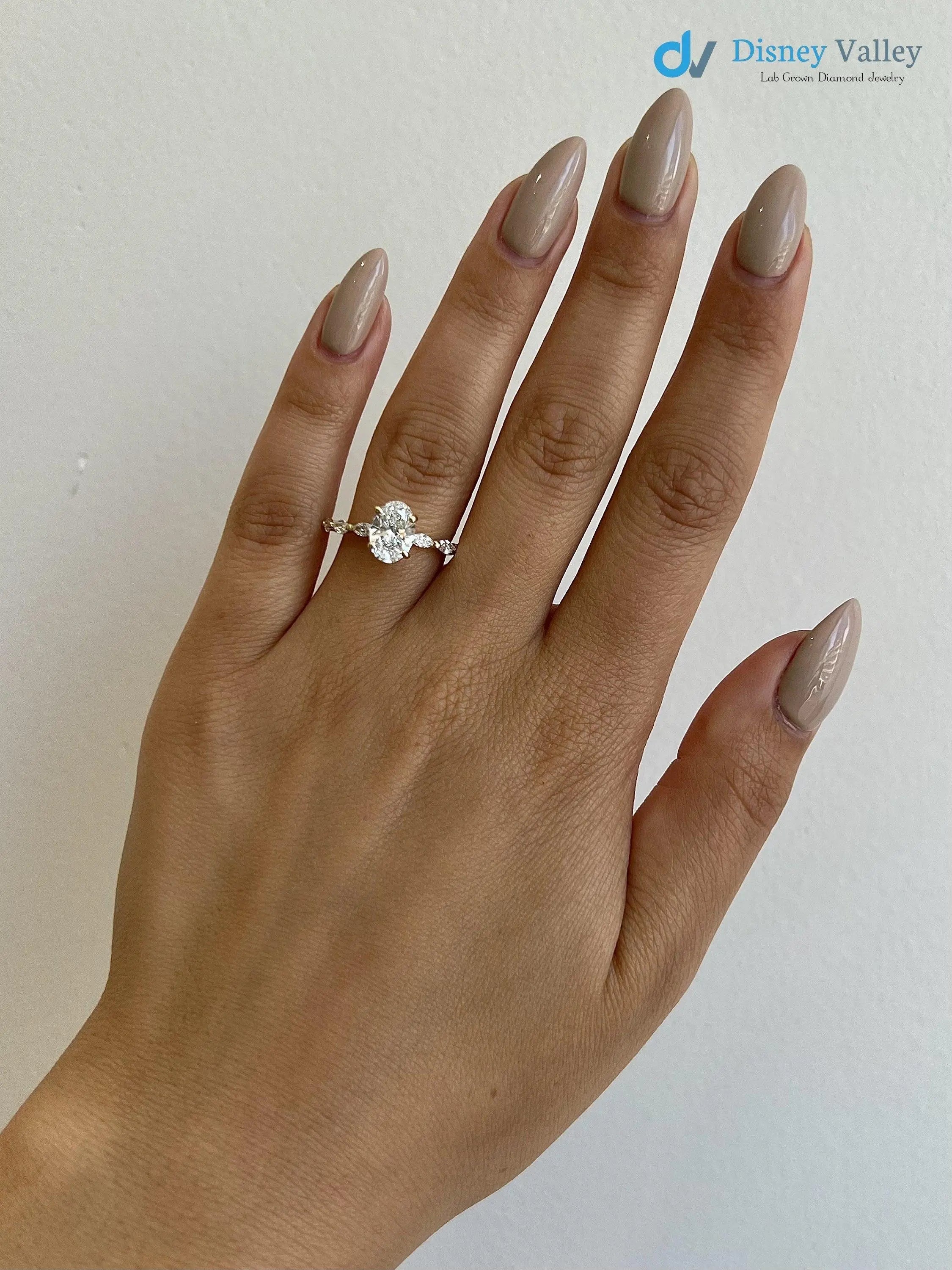 2 Carat IGI Certified Lab Grown Oval Cut Diamond Hidden Halo Engagement Ring - DisneyValley