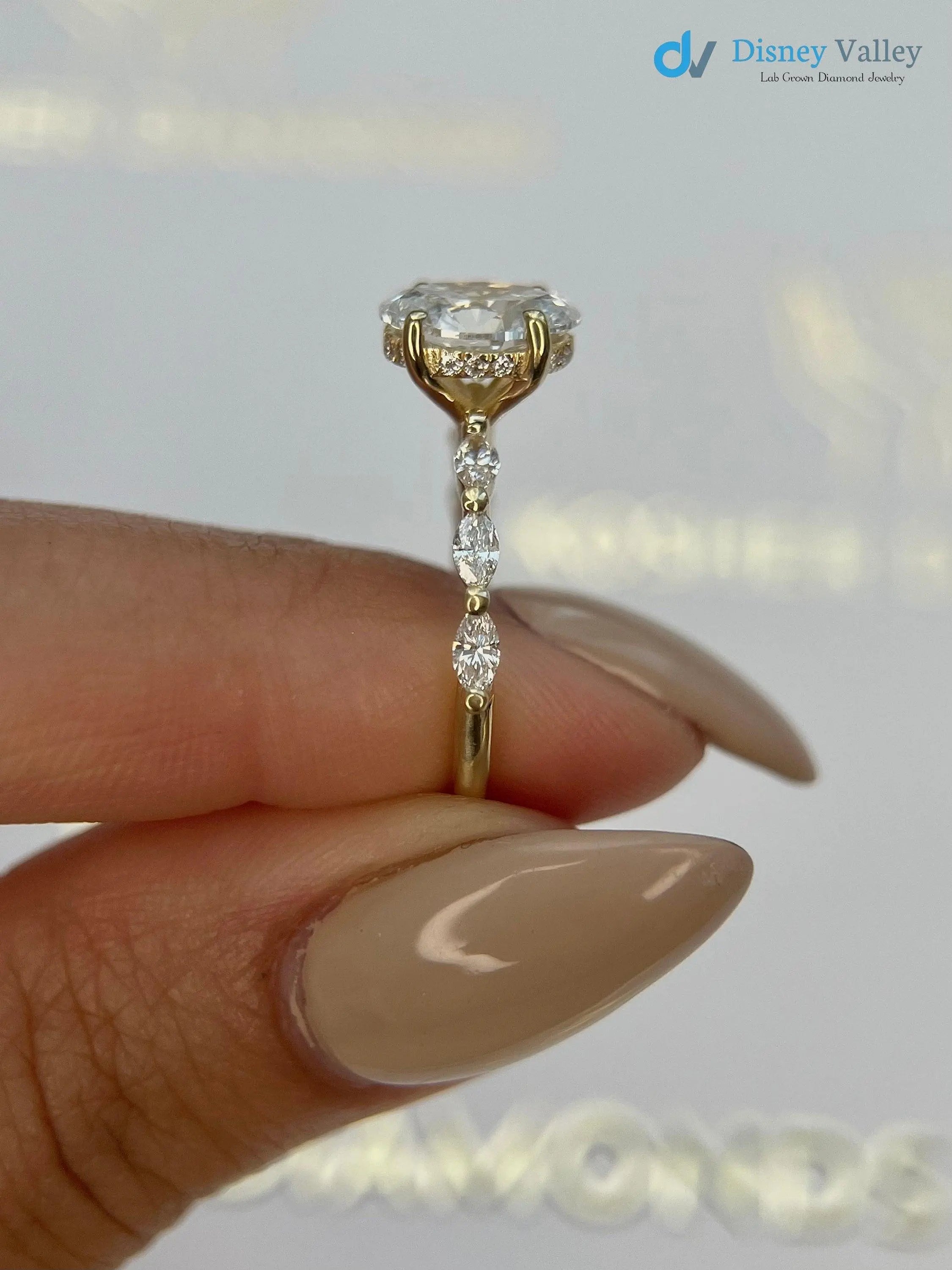 2 Carat IGI Certified Lab Grown Oval Cut Diamond Hidden Halo Engagement Ring - DisneyValley
