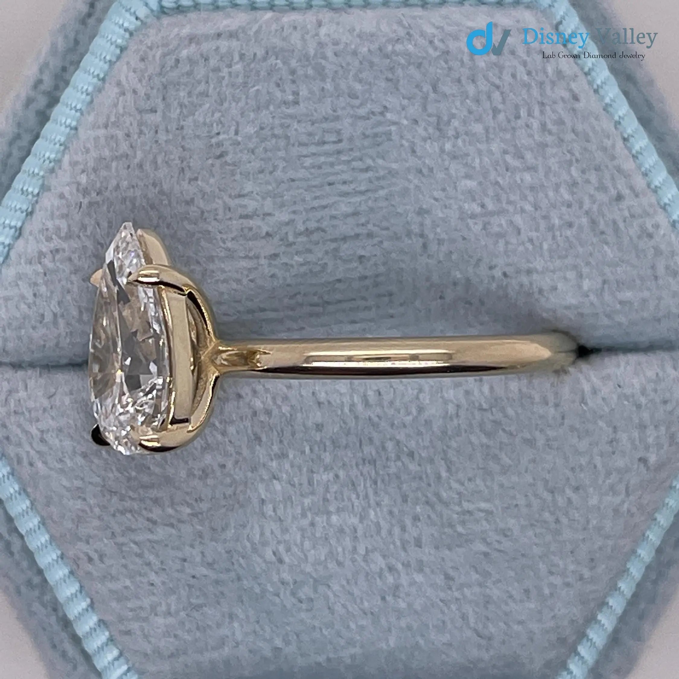 2 Carat IGI Certified Pear Cut Lab Grown Diamond Solitaire Engagement Ring - DisneyValley