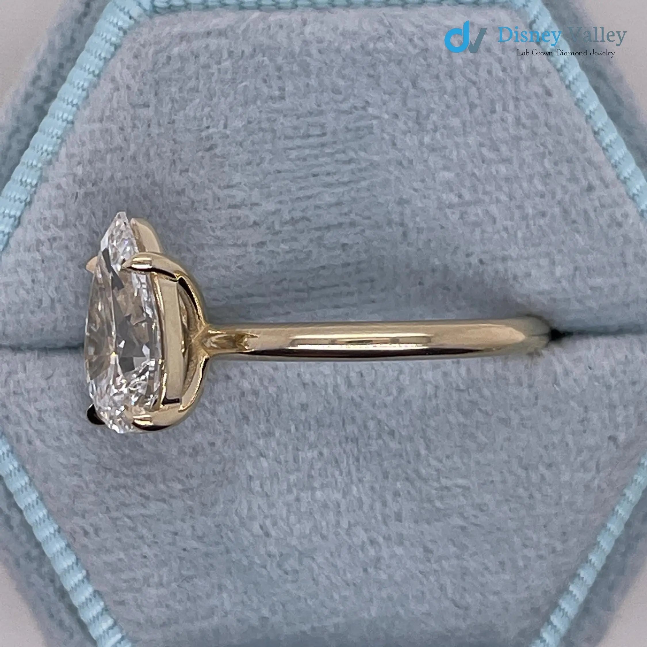 2 Carat IGI Certified Pear Cut Lab Grown Diamond Solitaire Engagement Ring - DisneyValley