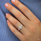 1.0 CT Oval Moissanite Cluster Engagement Ring