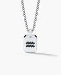 AQUARIUS MINI ZODIAC Dog Tag Gold Pendant with 0.25ct Black Diamonds