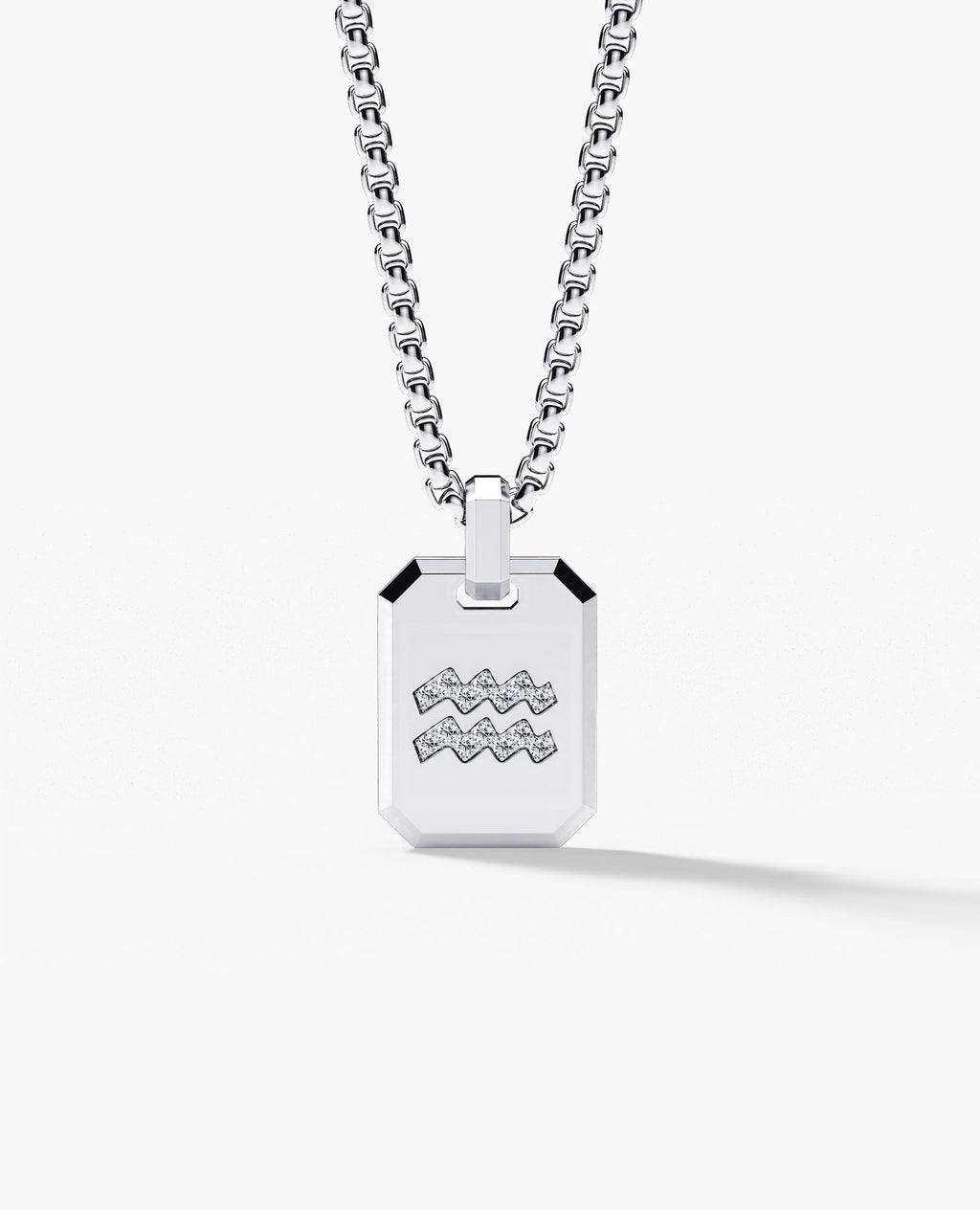 AQUARIUS MINI ZODIAC Dog Tag Gold Pendant with 0.25ct Diamonds