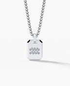 AQUARIUS MINI ZODIAC Dog Tag Gold Pendant with 0.25ct Diamonds