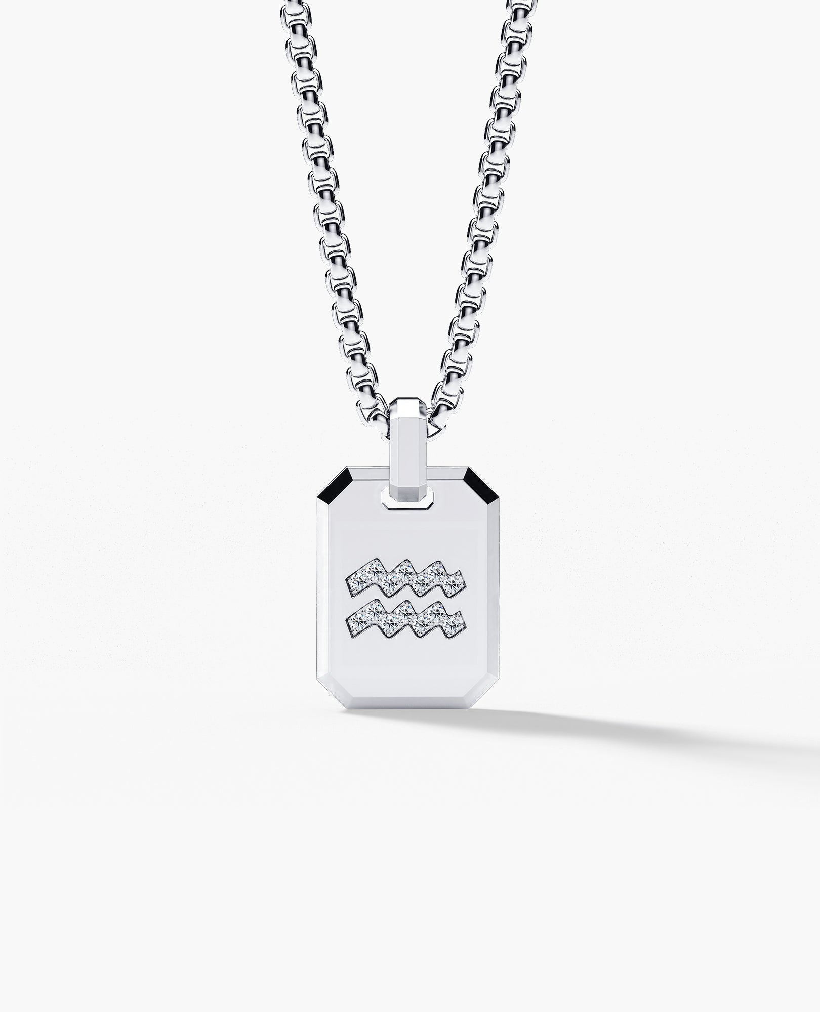 AQUARIUS MINI ZODIAC Dog Tag Gold Pendant with 0.25ct Diamonds
