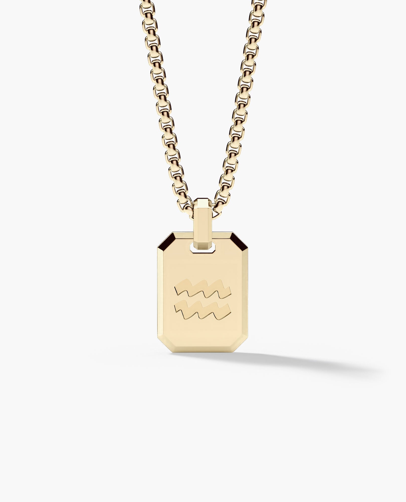 AQUARIUS MINI ZODIAC Dog Tag Gold Pendant