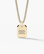 AQUARIUS MINI ZODIAC Dog Tag Gold Pendant with 0.25ct Diamonds