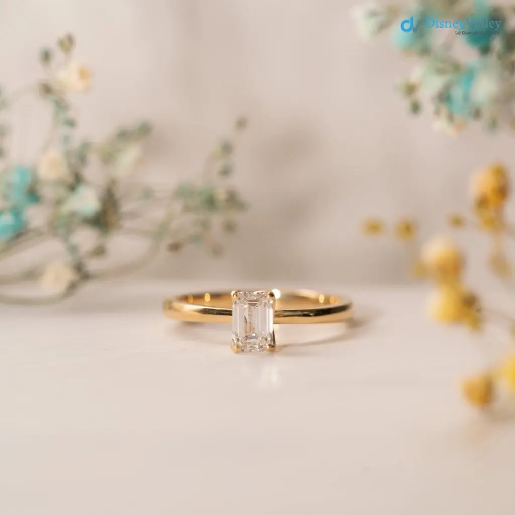 2 carat Enerald cut lab grown diamond minimalist engagement ring - DisneyValley