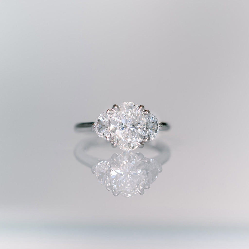 2.25 CT Oval Cut Moissanite Three Stones Engagement Ring