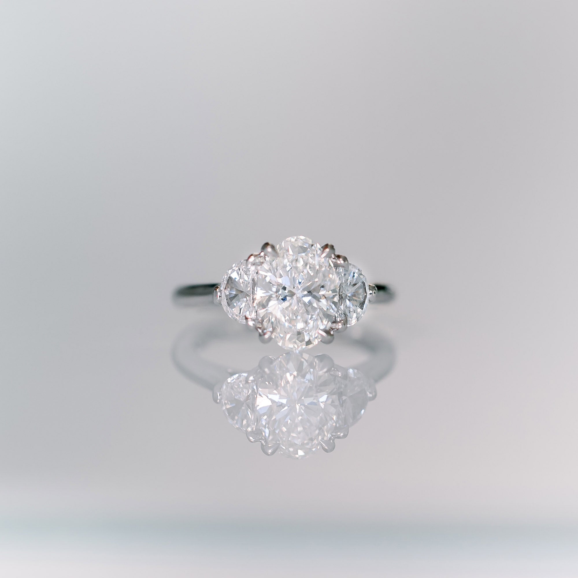 2.25 CT Oval Cut Moissanite Three Stones Engagement Ring