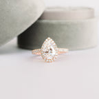 2.0 CT Pear Cut Moissanite Halo Setting Engagement Ring