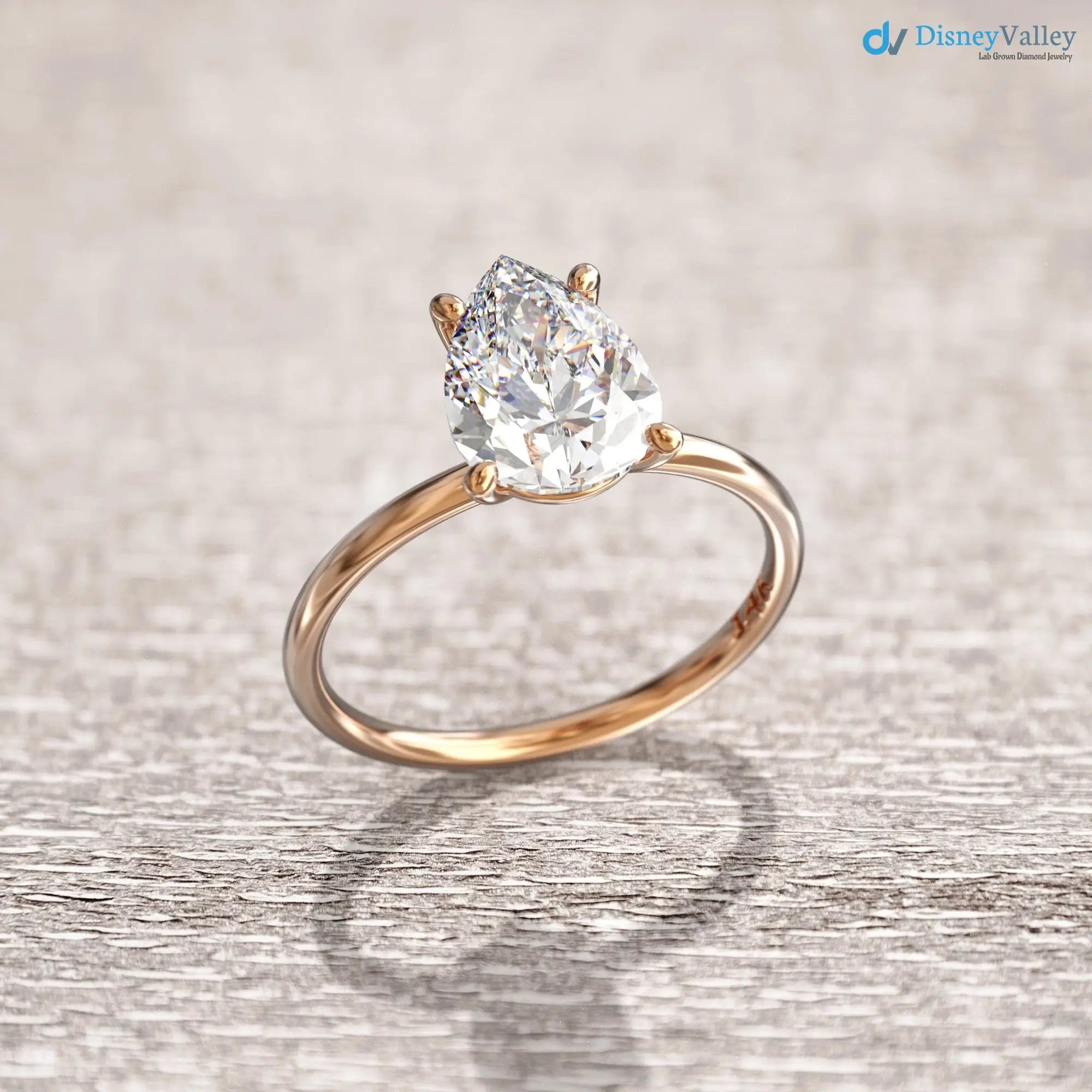 2 carat solitaire engagement ring Pear Shaped lab grown diamond rings DisneyValley