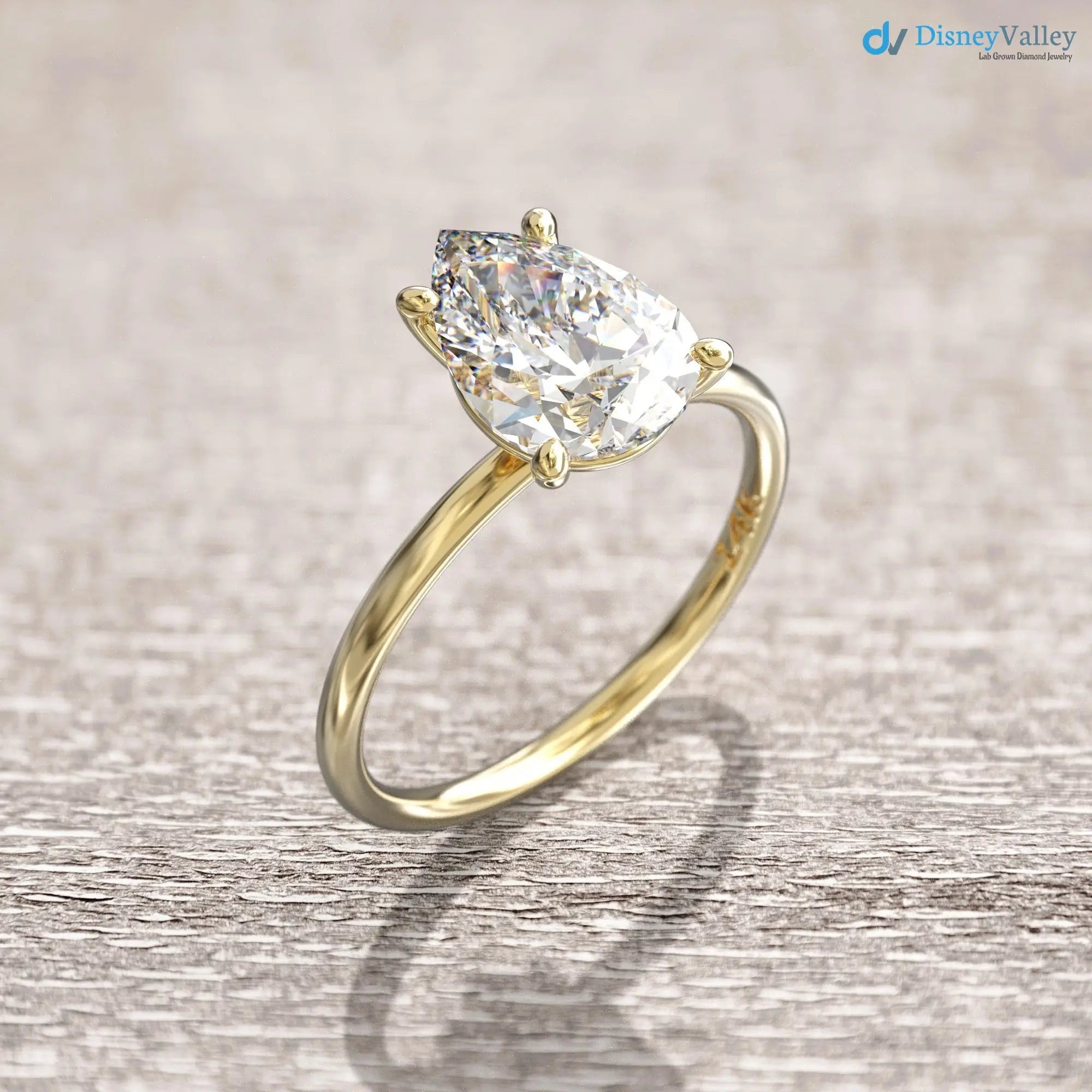 2 carat solitaire engagement ring Pear Shaped lab grown diamond rings DisneyValley