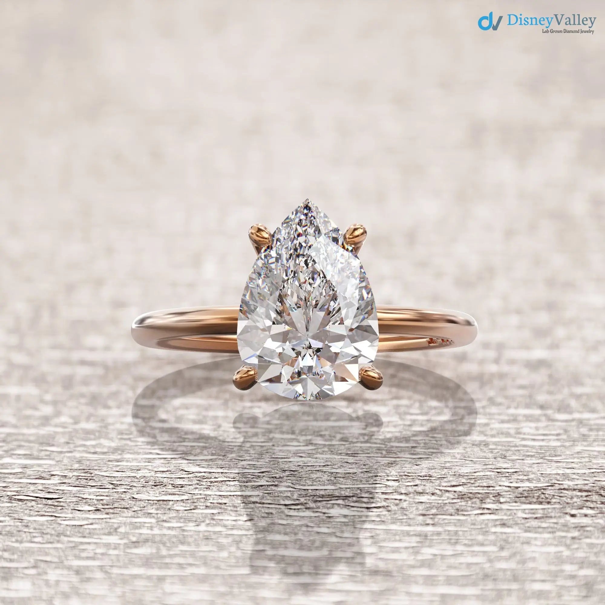 2 carat solitaire engagement ring Pear Shaped lab grown diamond rings DisneyValley