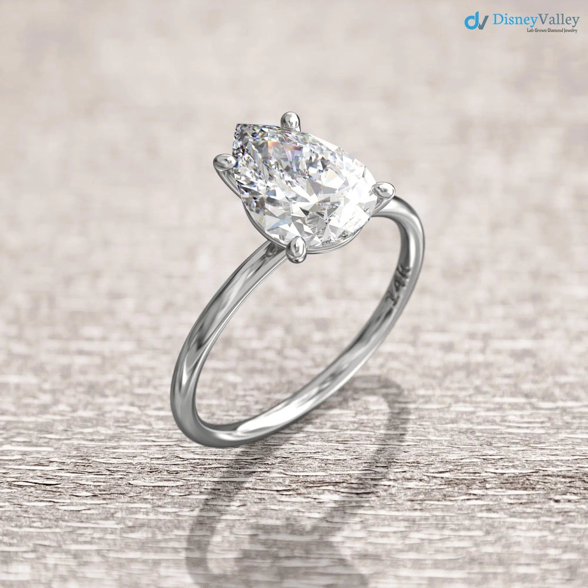 2 carat solitaire engagement ring Pear Shaped lab grown diamond rings DisneyValley