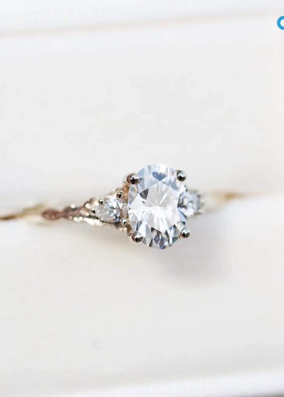 2 caret oval cut lab grown vintage style three stone diamond ring - DisneyValley Main image