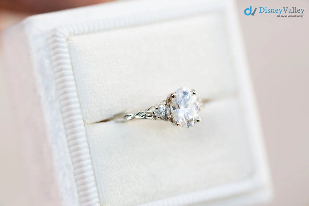 2 caret oval cut lab grown vintage style three stone diamond ring - DisneyValley