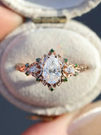 2 caret pear center lab grown with Briar moon three stone rings DisneyValley